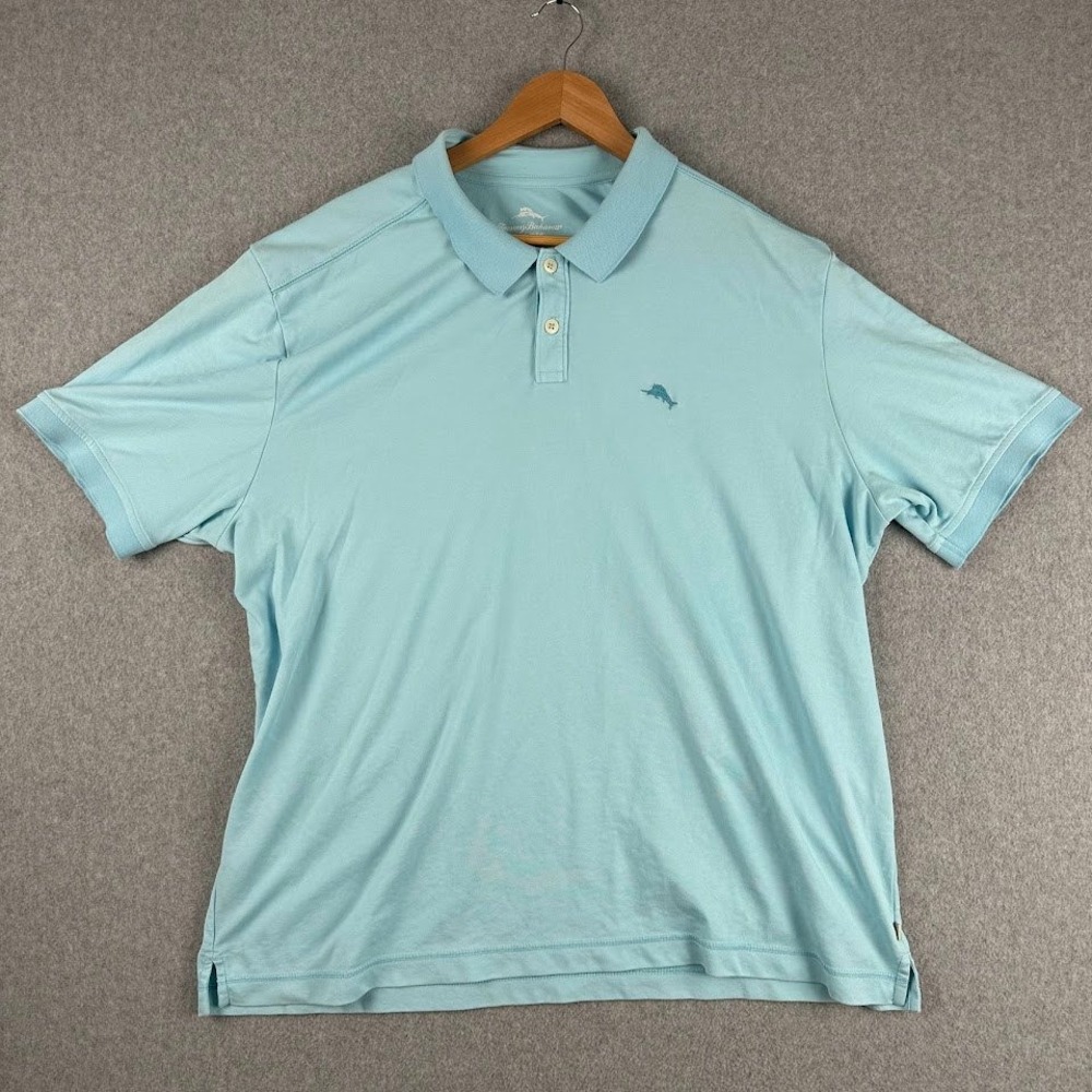 Tommy Bahama Mens Polo Shirt Blue XXL Short Sleeve Embroidered Marlin Golf Beach